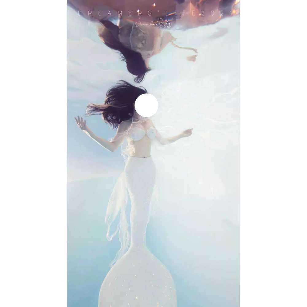 인어공주 코스프레 지느러미 의상 반짝이 수영 꼬리 화이트 S-M - 상세 이미지 2