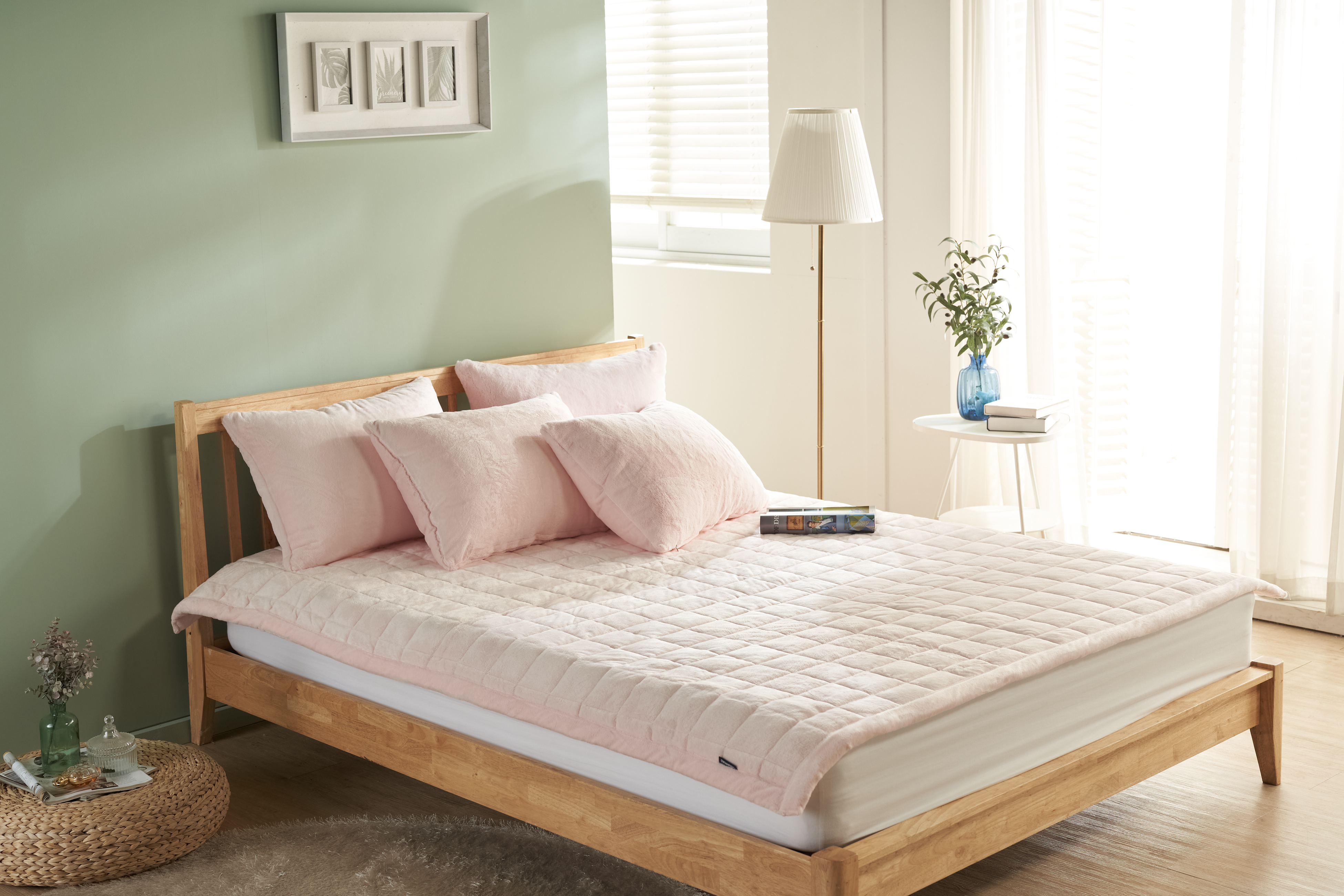 극세사패드 라셀 5mm 고정밴드 누빔 매트리스 두꺼운 겨울 침대 패드 SS