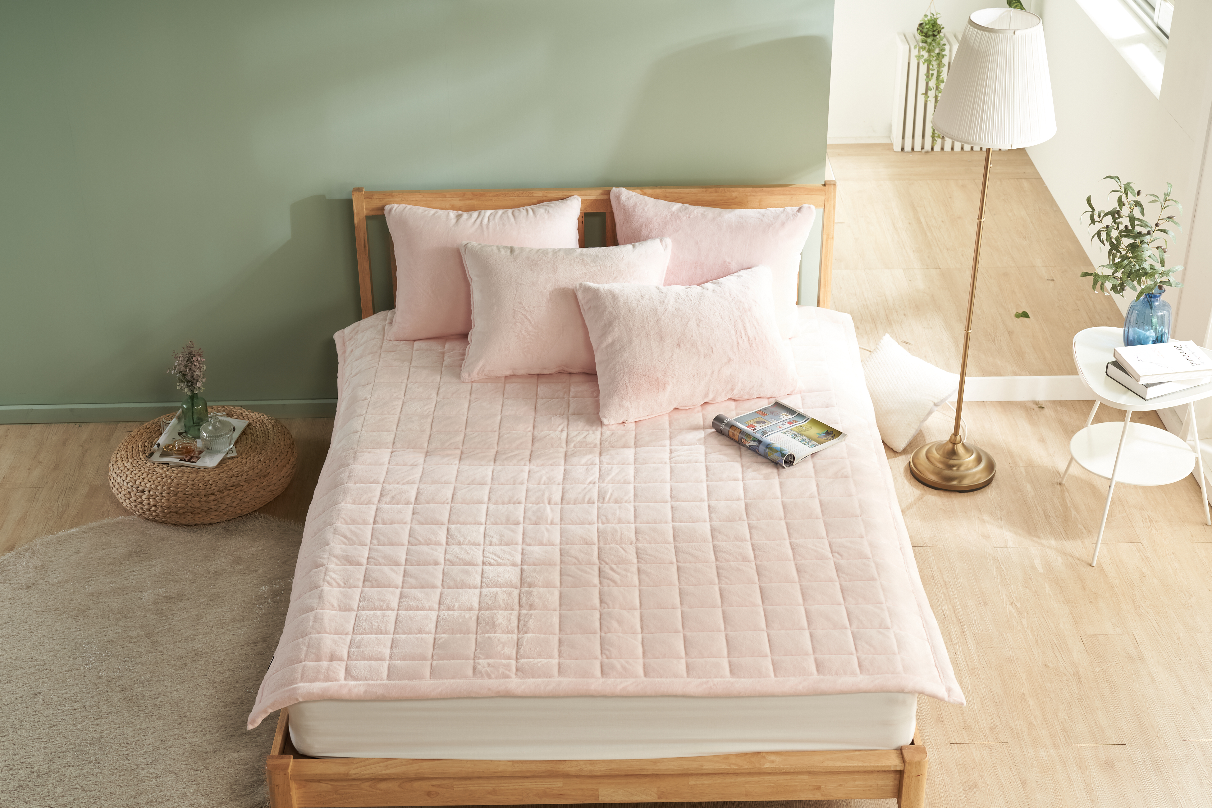 극세사패드 라셀 5mm 고정밴드 누빔 매트리스 두꺼운 겨울 침대 패드 SS