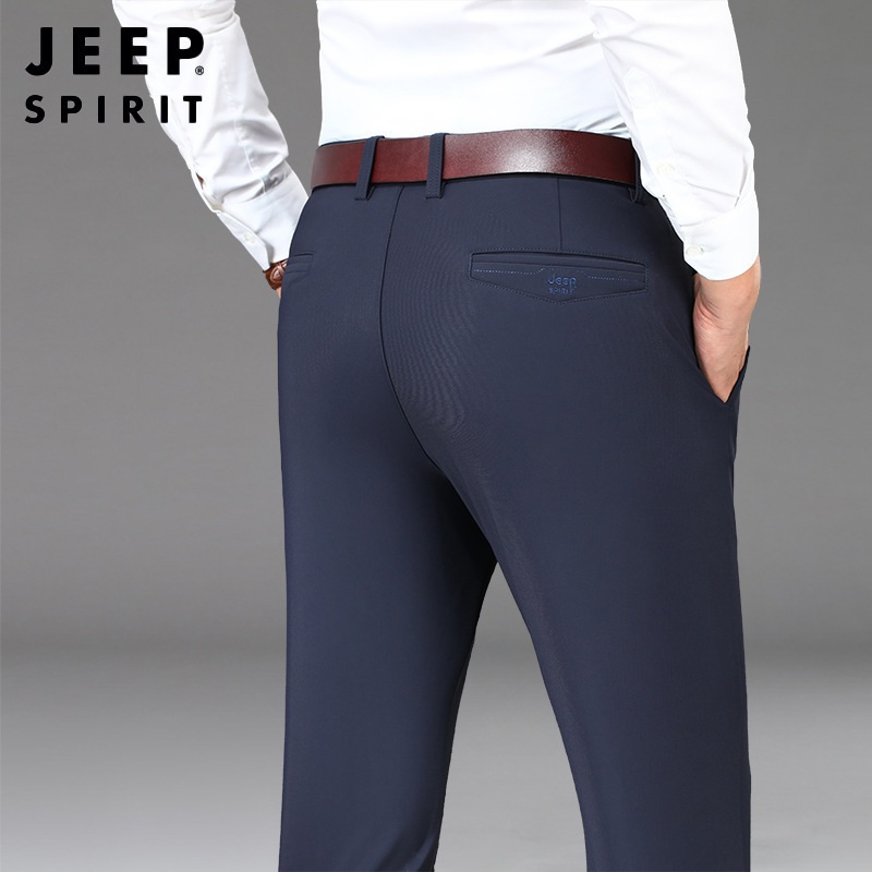 JEEP SPIRIT 봄 가을 남성 스트레이트 캐주얼 바지 일자핏 정장 팬츠 - 상세 이미지 2