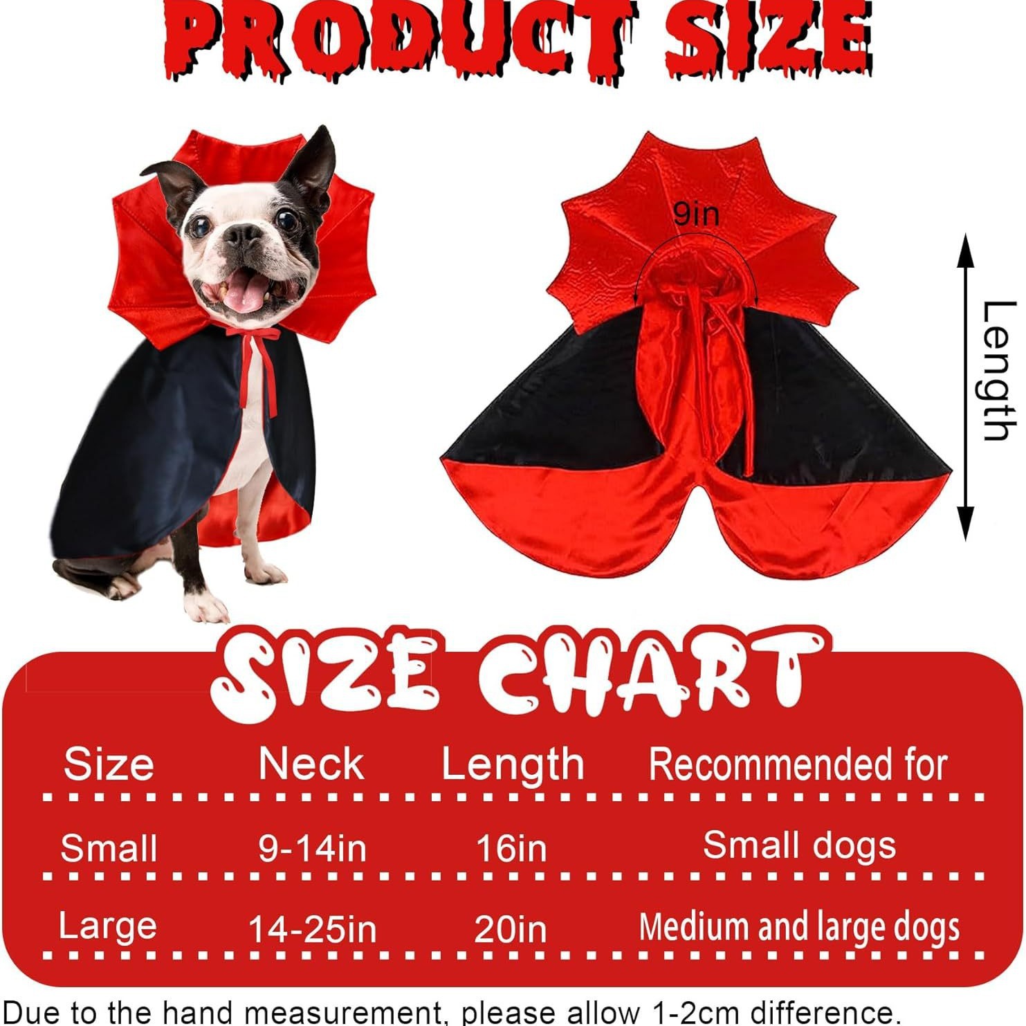 할로윈 반려견 뱀파이어 코스프레 코스튬 레드블랙 SL-21 S - 상세 이미지 2