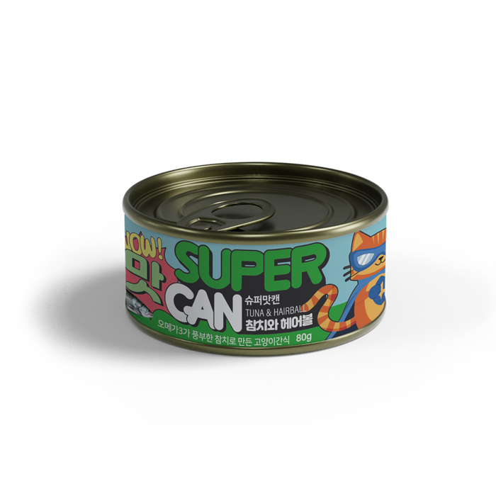 슈퍼맛캔 길고양이 습식간식캔 참치 헤어볼, 80g, 1개 - 상품 이미지