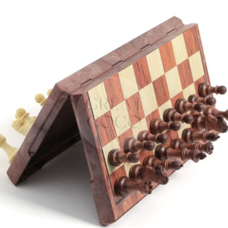 그코 접이식 자석 체스 36x31cm 브라운 아이보리 어린이보드게임 체스게임