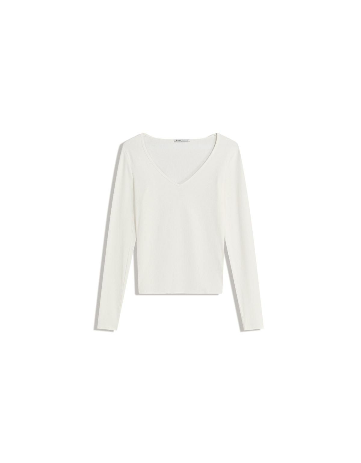 버쉬카 베이직 브이넥 롱슬리브 티셔츠 7543/205 OFF WHITE - 상세 이미지 3