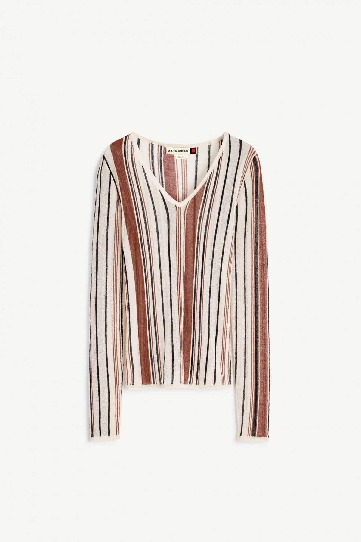 자라 스트라이프 브이넥 린넨혼방 니트 스웨터 2893/900 STRIPED - 상품 이미지