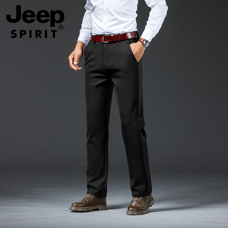 JEEP SPIRIT 가을 겨울 남성 스트레이트 캐주얼 팬츠 루즈 비즈니스 정장 바지 - 상세 이미지 2