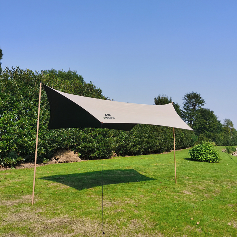 KOOLMAN 쿨맨 MCETO 캠핑 헥사 플라이 타프 그늘막 블랙코팅 M, 라이트브라운