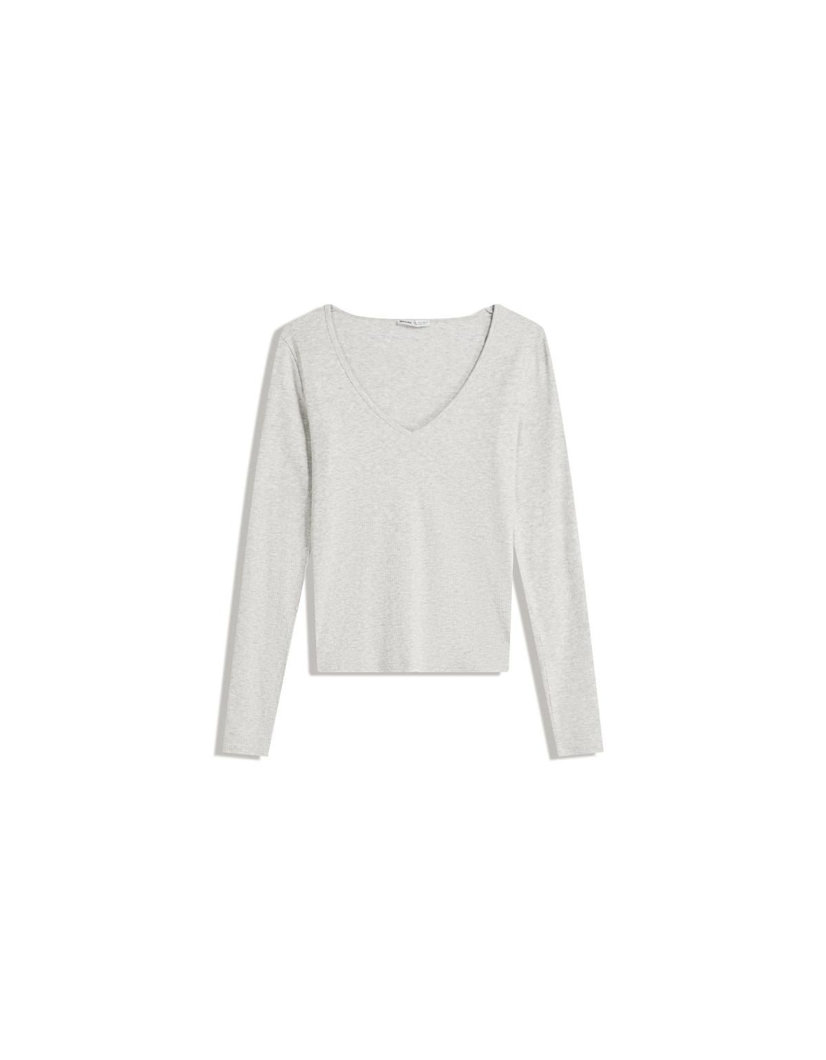 버쉬카 베이직 브이넥 긴팔 티셔츠 7543/205 GREY - 상품 이미지