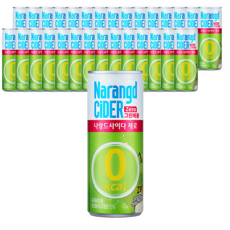 나랑드사이다 제로 그린애플 245ml X 30캔 음료수 탄산