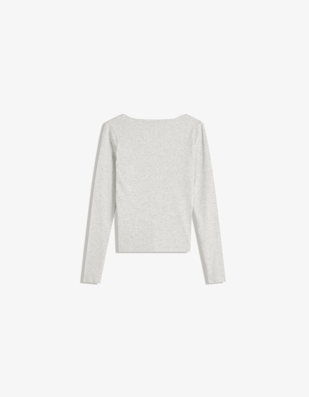 버쉬카 베이직 브이넥 긴팔 티셔츠 7543/205 GREY - 상세 이미지 3