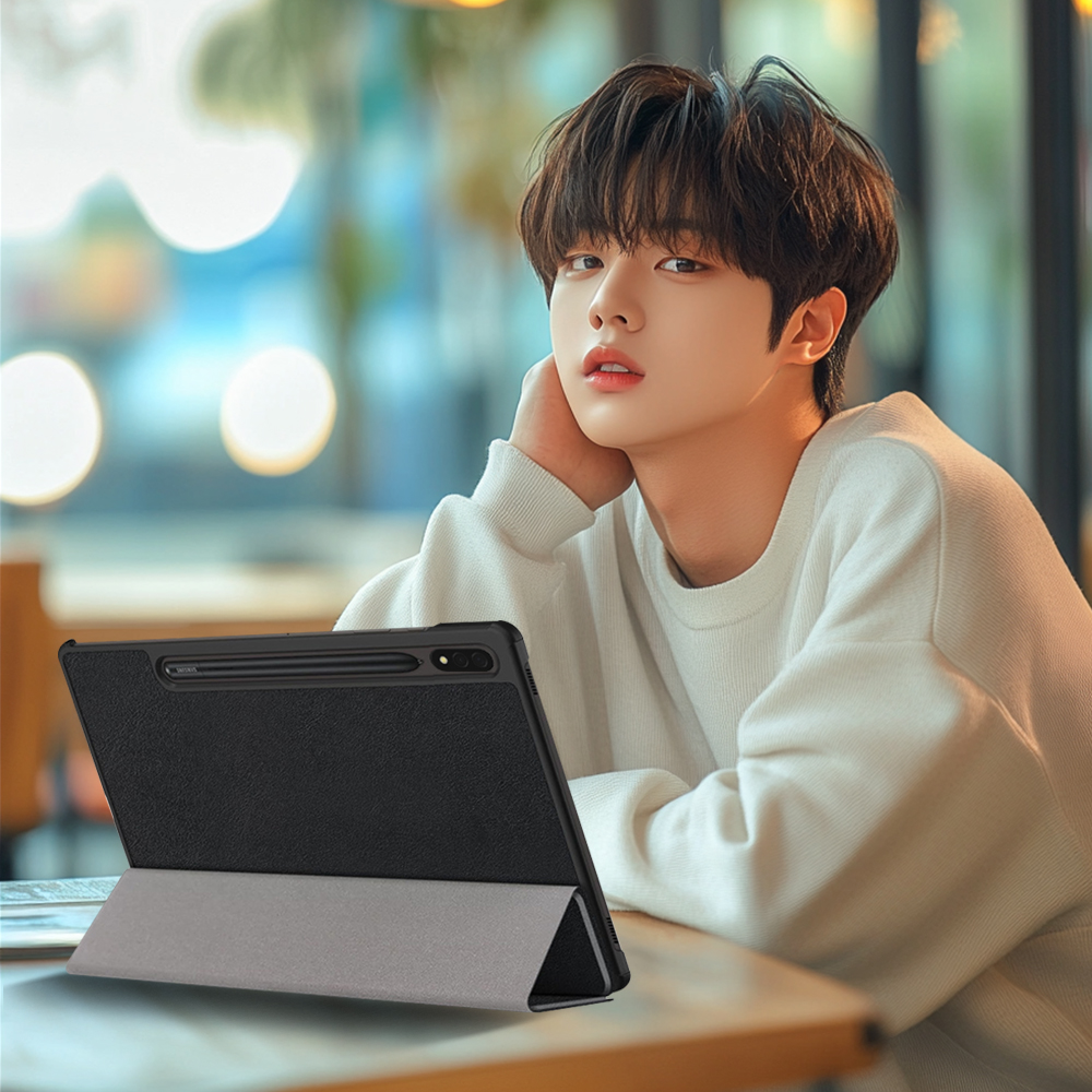 갤럭시탭 S7 FE 케이스 스마트 북커버 심플 블랙, 탭 S7 FE 이미지 6