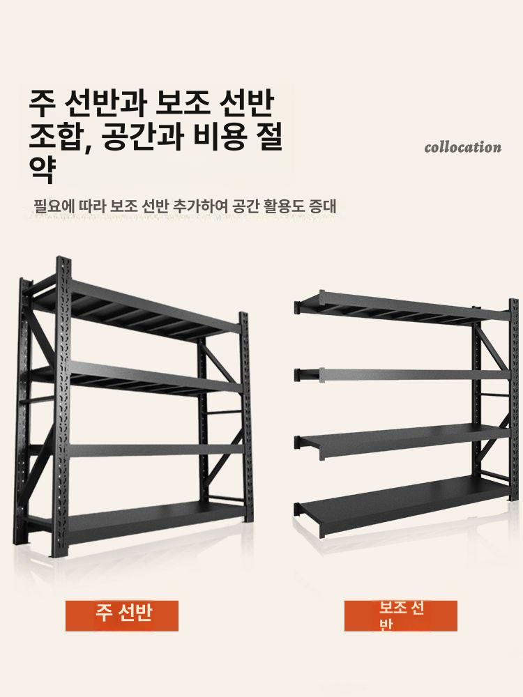 조립식 창고랙 무볼트선반 창고 다용도 스피드랙 세탁기 메인 프레임 4개 레이어 B 경량창고 100x40x200 120kg - 상세 이미지 4