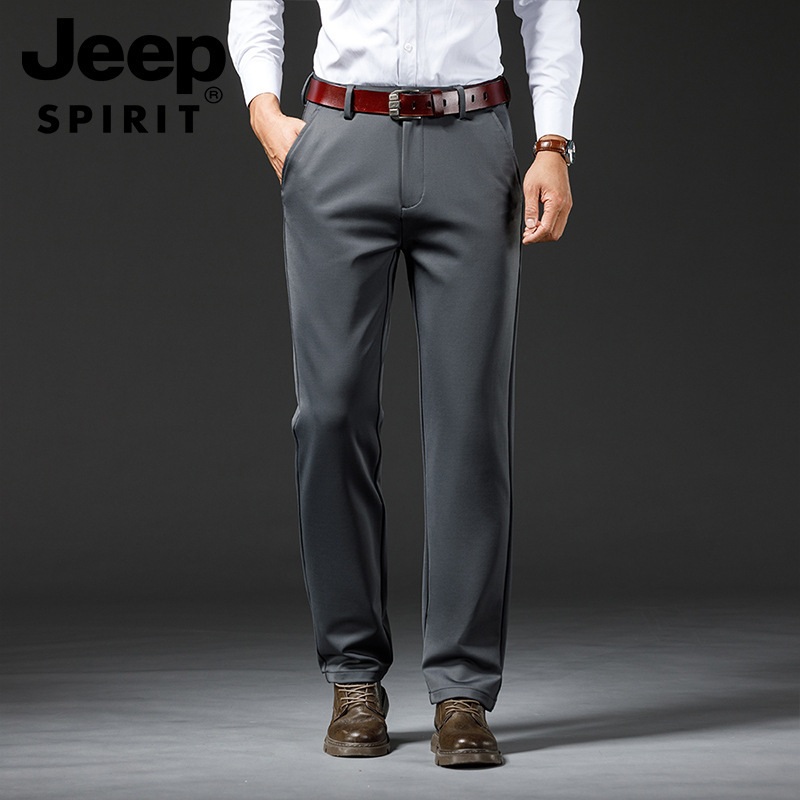 JEEP SPIRIT 가을 겨울 남성 스트레이트 캐주얼 팬츠 루즈 비즈니스 정장 바지 - 상품 이미지