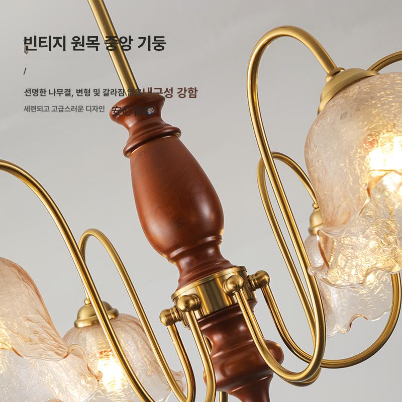앤틱 거실 식탁 샹들리에 led 조명 샹들리에조명 3구 12W 삼색광 포함 - 상세 이미지 5