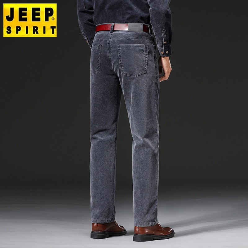 JEEP SPIRIT 봄 가을 남성 청바지 스트레이트 캐주얼 팬츠 - 상세 이미지 4