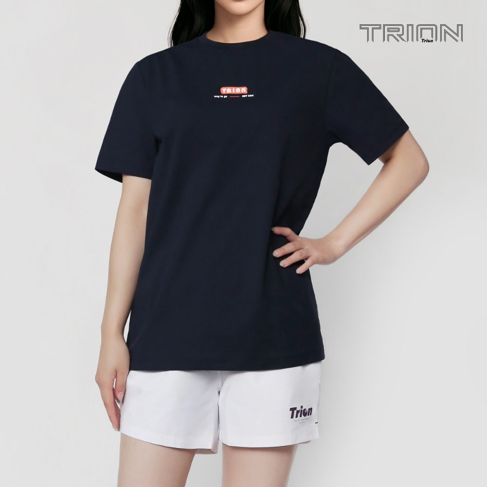 트라이온 퍼피 네이비 라운드 반팔 티셔츠 코튼세이버 배드민턴 피클볼 스포츠웨어 - 상품 이미지