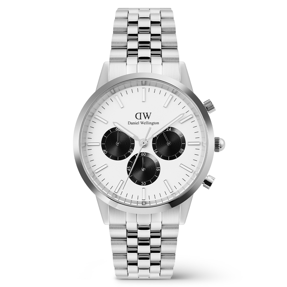 [다니엘 웰링턴] ICONIC CHRONOGRAPH LINK 오프화이트 판다 쿼츠 남성메탈시계 - 상세 이미지 2