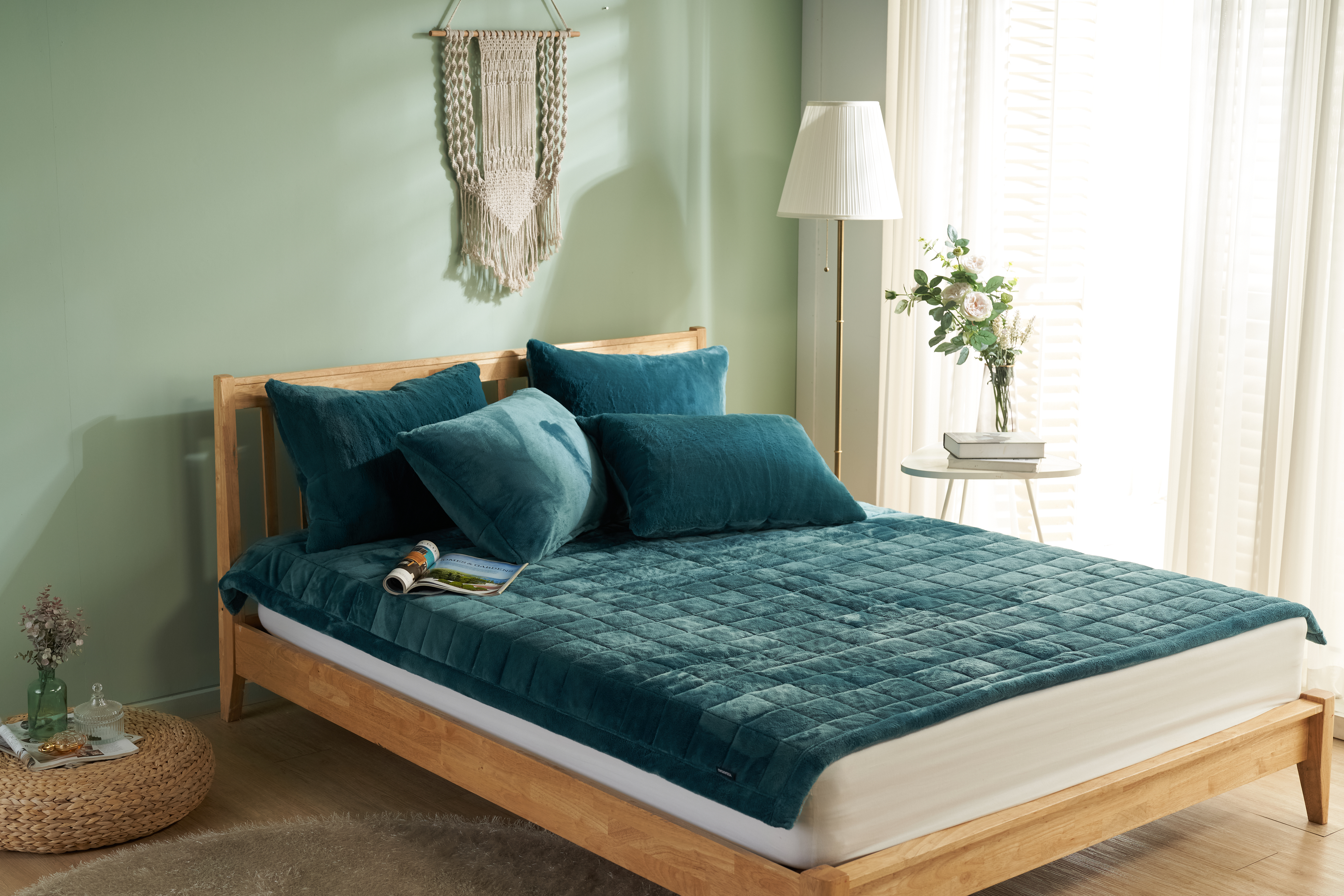 극세사패드 라셀 5mm 고정밴드 누빔 매트리스 두꺼운 겨울 침대 패드 SS