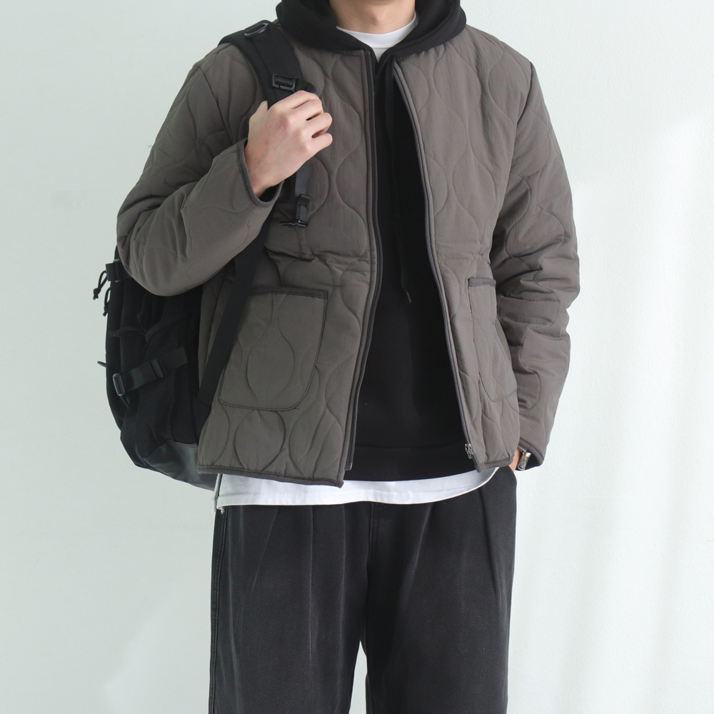 남자경량패딩 남자 노카라 라운드 깔깔이 퀄팅 패딩