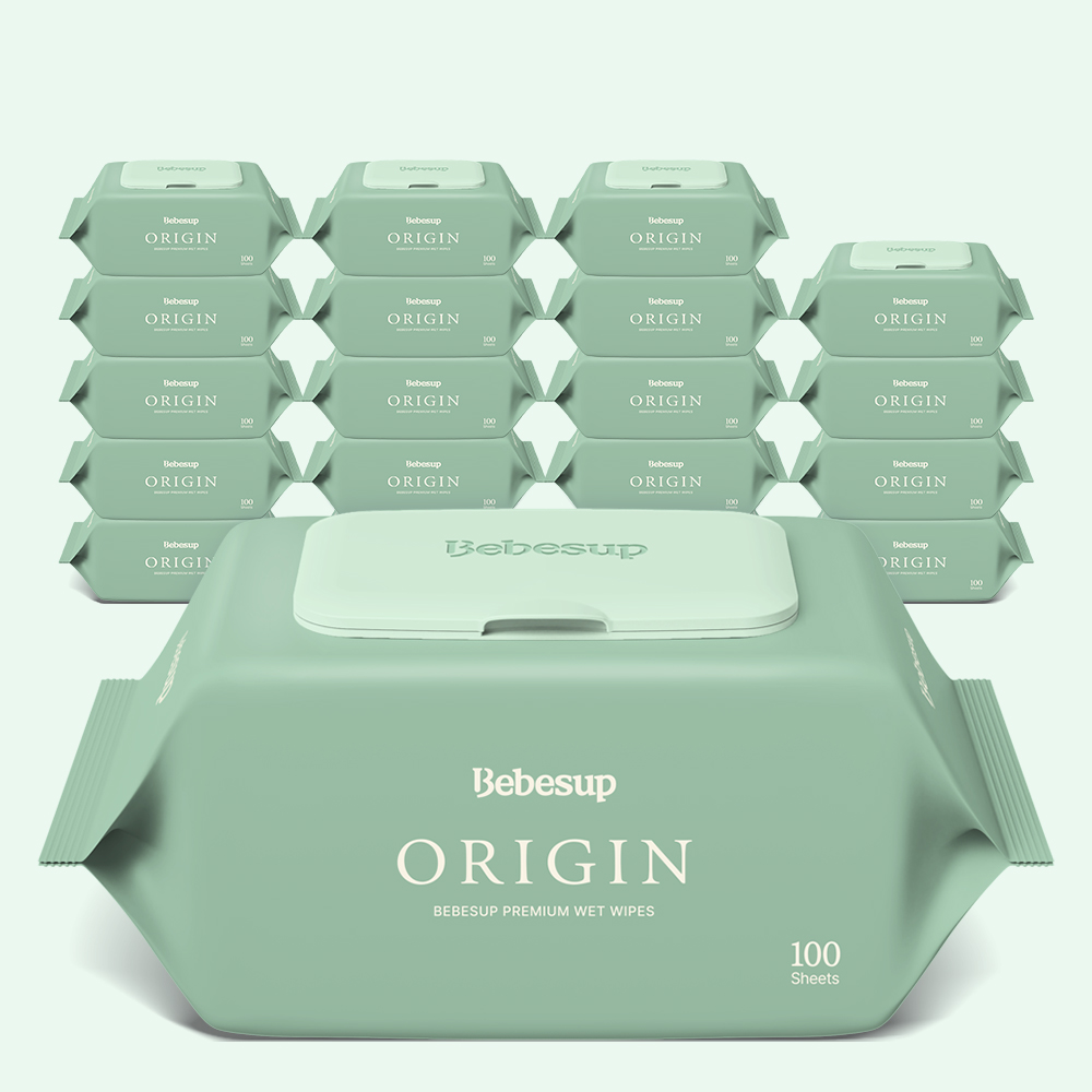 베베숲 오리진 캡형 대용량 엠보싱 아기물티슈 100매, 20개
