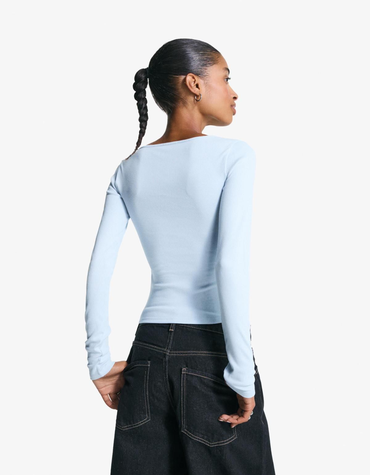 버쉬카 베이직 브이넥 긴팔 티셔츠 7543/205 LIGHT BLUE 이미지 6
