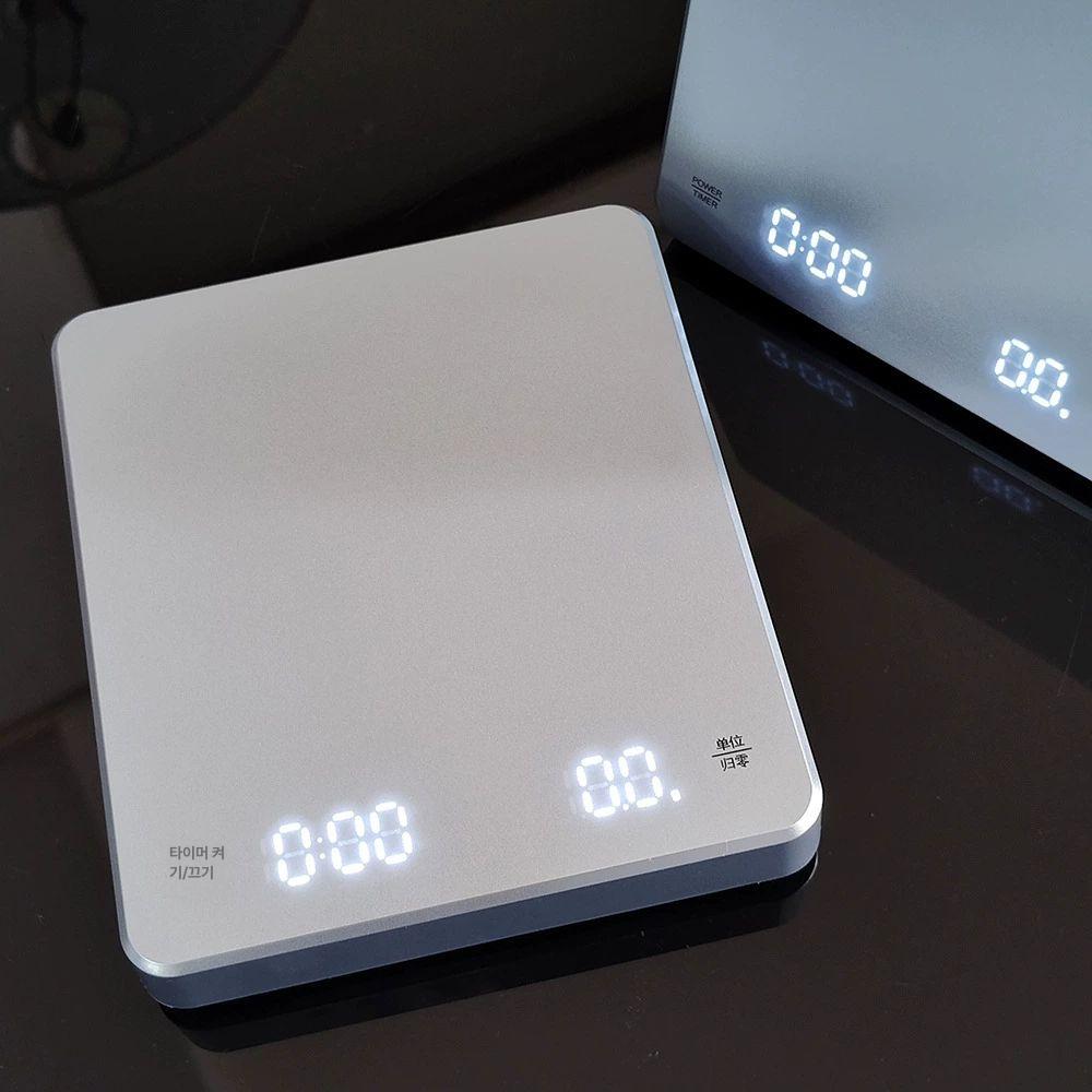 스마트 저울가정용 카페 가정용 커피저울 베이킹 자동 타이머 배터리 5000g 1g B - 상세 이미지 3