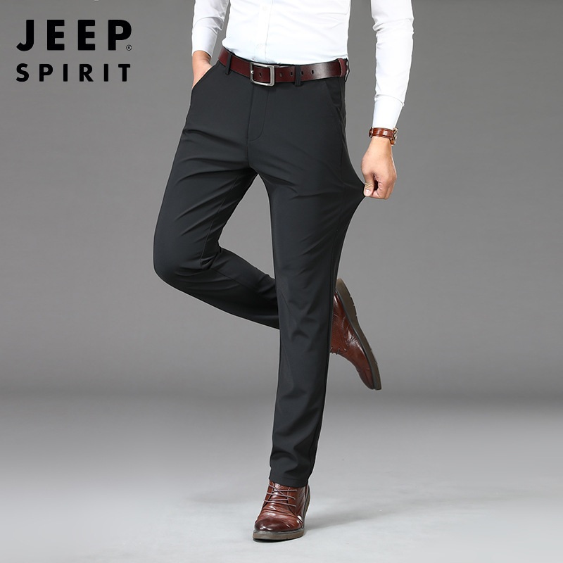 JEEP SPIRIT 봄 가을 남성 스트레이트 캐주얼 바지 일자핏 정장 팬츠 - 상세 이미지 3