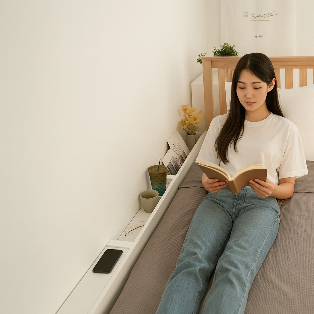 아이린 침대 틈새수납장 얇은 틈새장 선반 미니 협탁 원목 일반형 화이트 A-기본형 맞춤제작