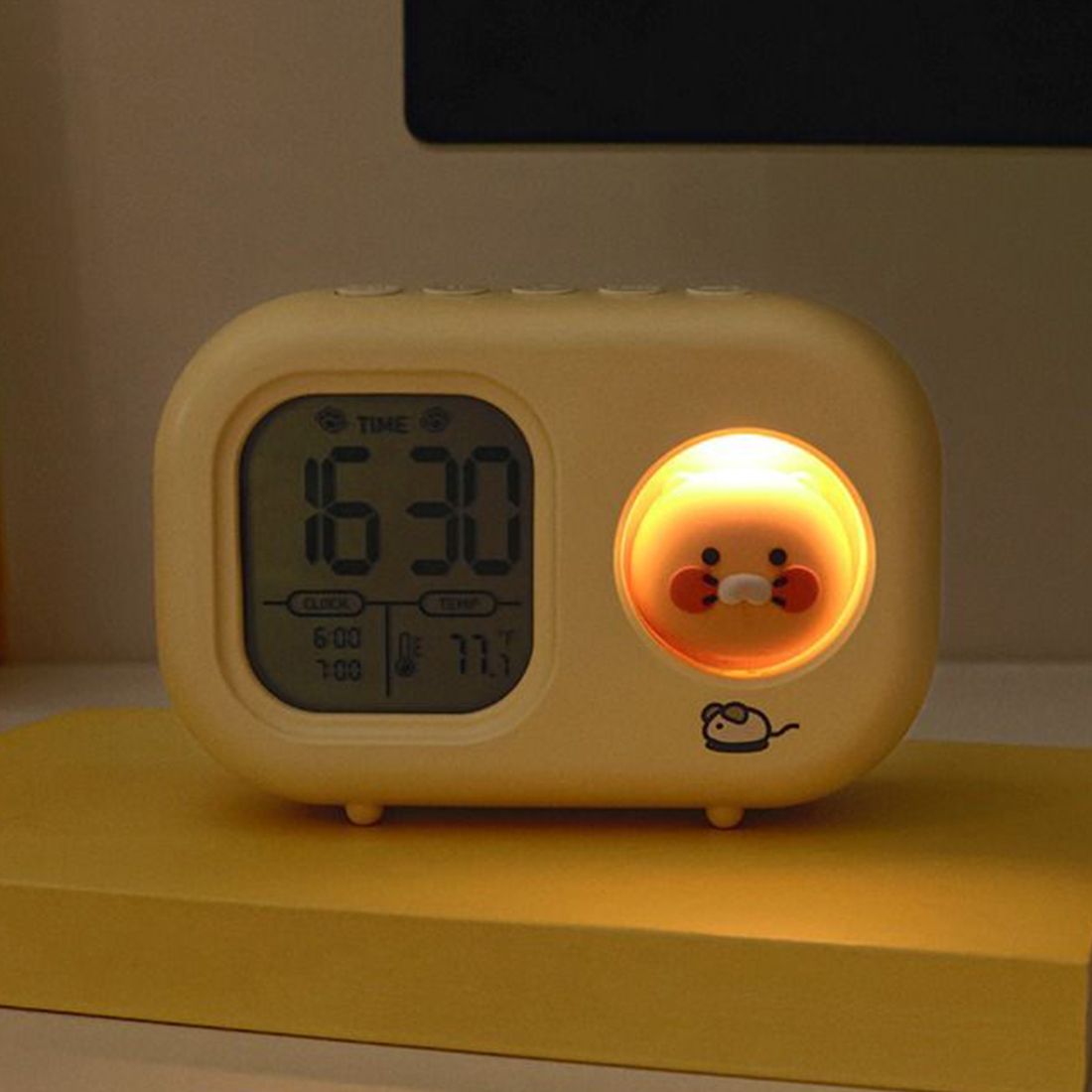 춘식이 무소음 미니 탁상시계 무드등 카카오 프렌즈 캐릭터 디지털 전자시계