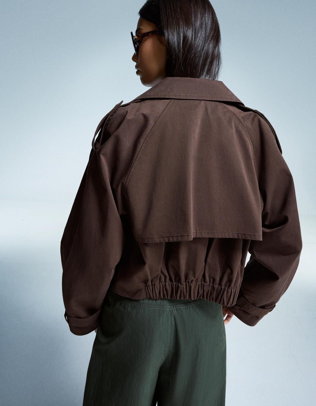 버쉬카 트렌디 크롭 트렌치 재킷 1421/085 BROWN - 상세 이미지 5