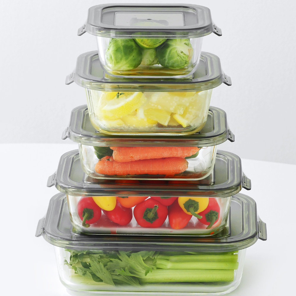 파쿠젠 이지캡 내열 유리 반찬통 5종, 직 440ml 3p+680ml 2p, 1세트