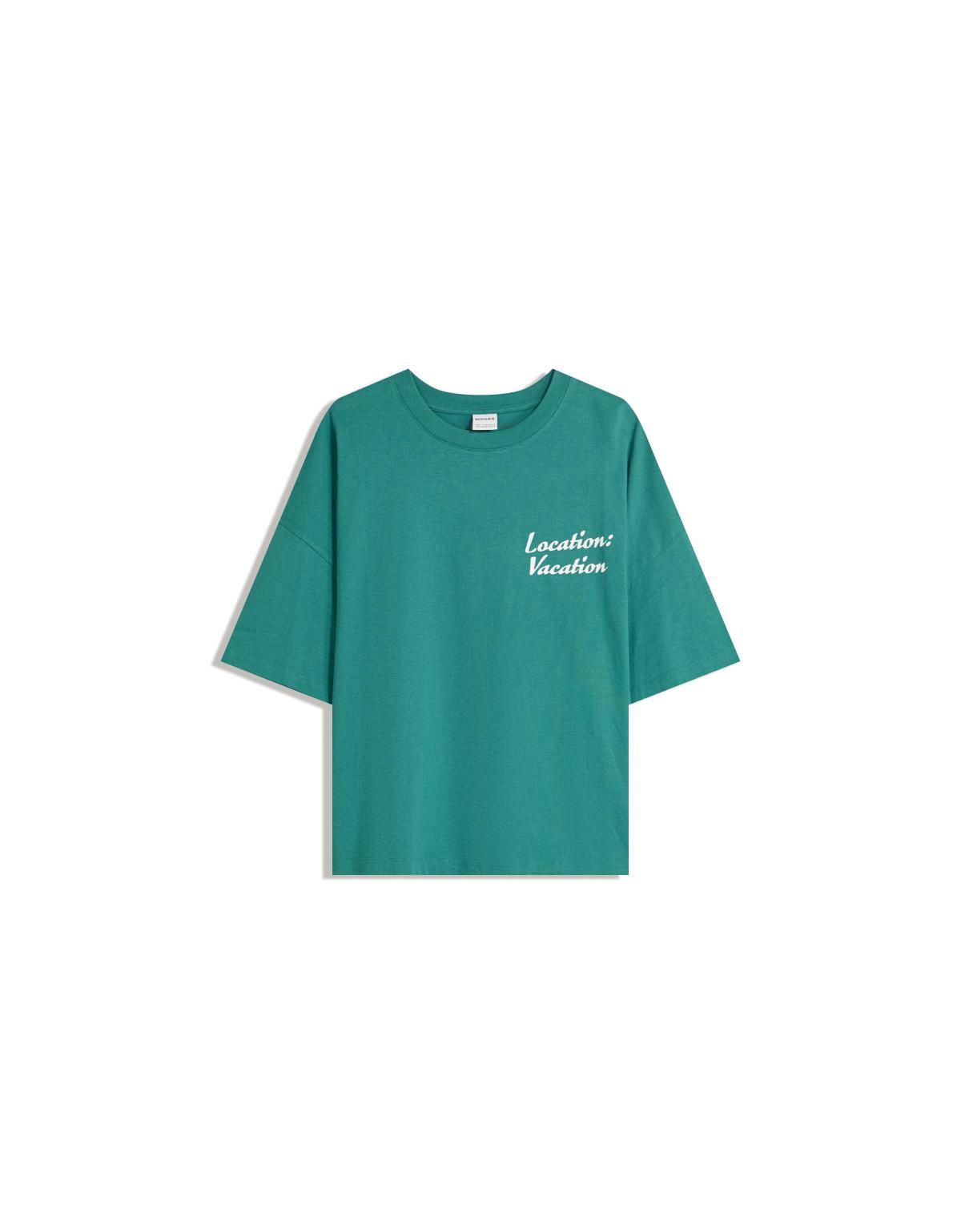 버쉬카 프린트 오버핏 반팔 티셔츠 7596/205 GREEN - 상세 이미지 2