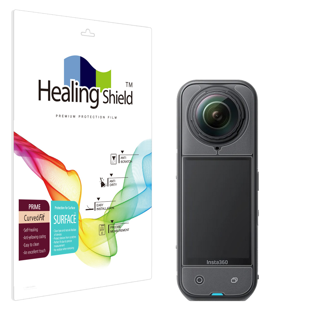 인스타360 X5 프라임 고광택 액정보호필름 2매 외부보호필름 세트