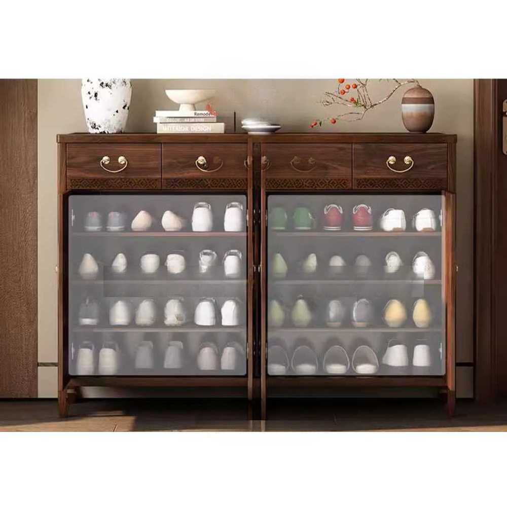 전통 디자인 신발장 한옥풍 원목 수납장 고급형 식당 80x36x100cm - 상세 이미지 2