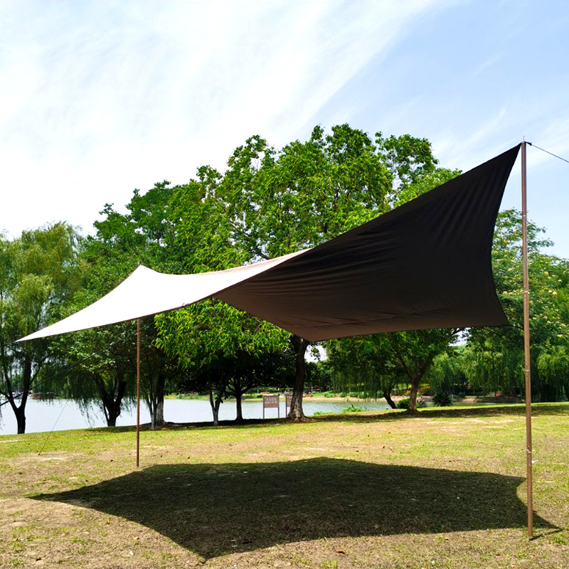 KOOLMAN 쿨맨 MCETO 캠핑 헥사 플라이 타프 그늘막 블랙코팅 M, 라이트브라운