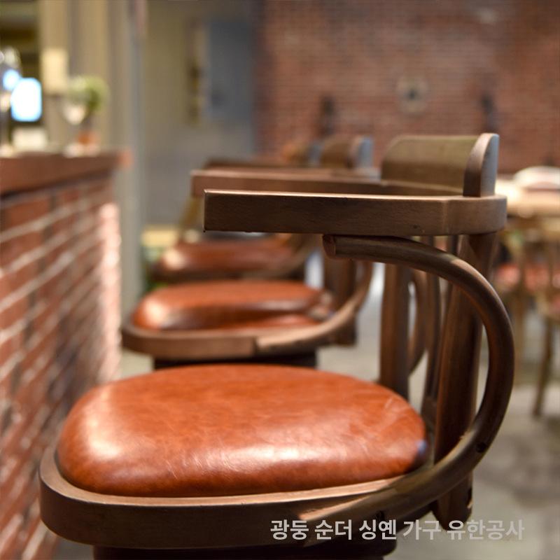 미국 레트로 바 스툴 식탁의자 의자 믹식탁 홈의자 체어 블랙 좌석-다른 색상 주문 가능 - 상세 이미지 2