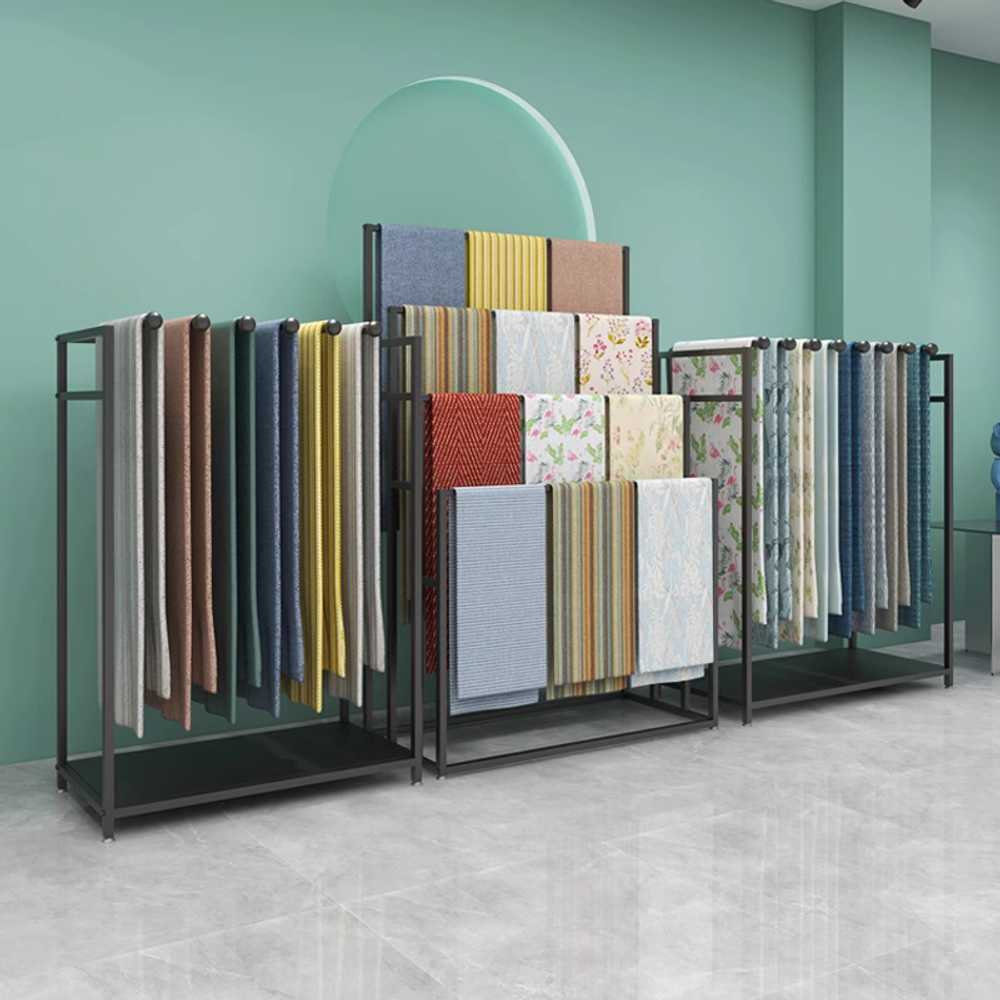 매트 카펫 원단 진열대 회전형 샘플 걸이 스탠드 블랙 4단 120x50x180cm - 상세 이미지 4