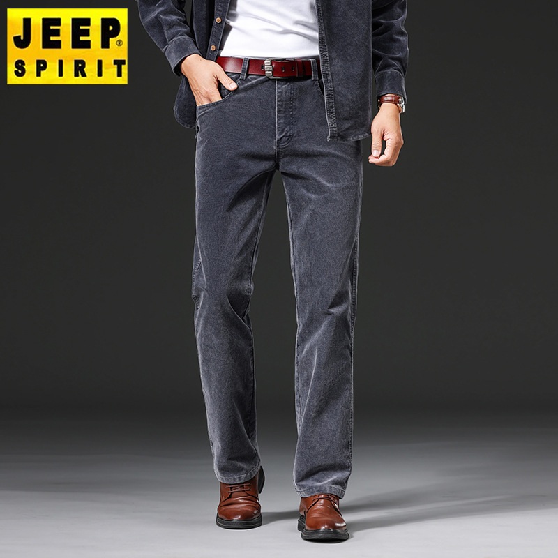 JEEP SPIRIT 봄 가을 남성 청바지 스트레이트 캐주얼 팬츠 - 상세 이미지 2