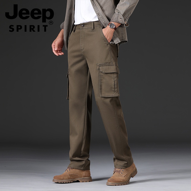 JEEP SPIRIT 가을 카고팬츠 남성 캐주얼 멀티 포켓 루즈핏 스트레이트 바지 - 상세 이미지 2