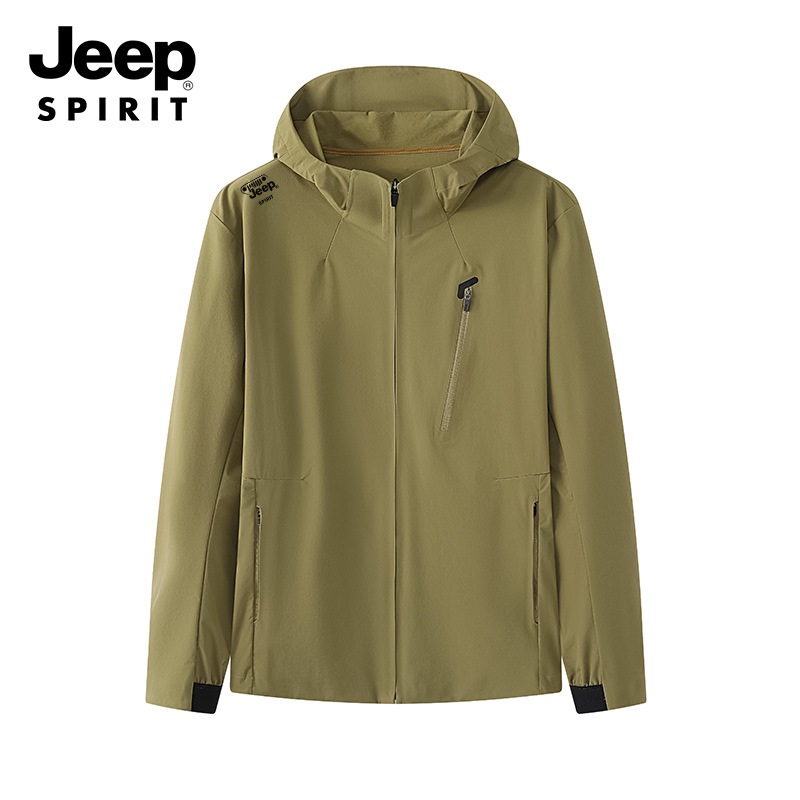 JEEP SPIRIT 가을 남성용 아웃도어 후드 재킷 방수 방오성 등산바람막이 - 상품 이미지