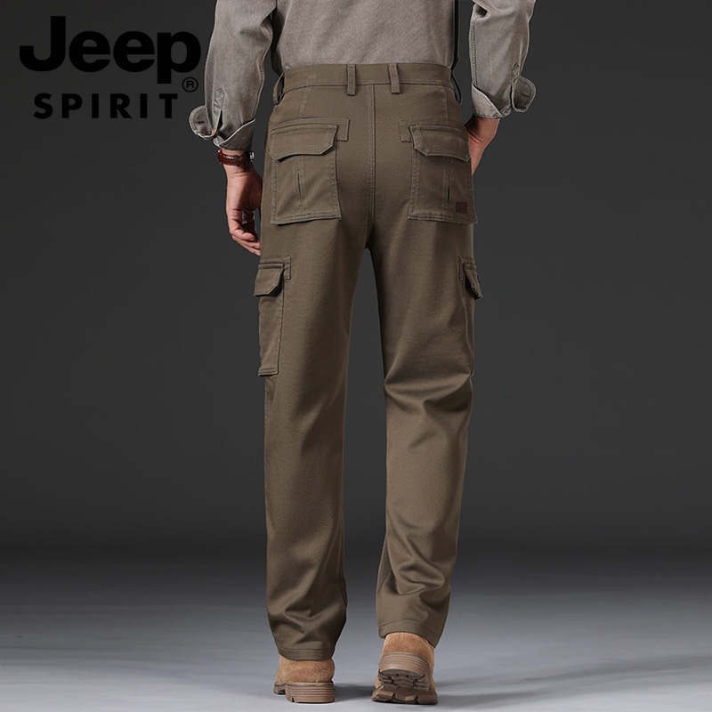 JEEP SPIRIT 가을 카고팬츠 남성 캐주얼 멀티 포켓 루즈핏 스트레이트 바지 - 상세 이미지 4