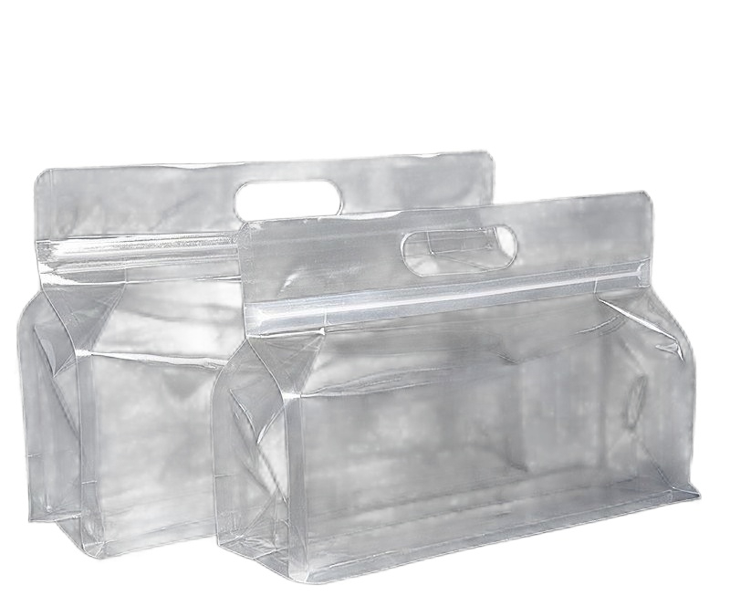 투명 손잡이지퍼백 봉투 포장 팔각 다회용 선물용 비닐 28x21+8cm 100개 투명식품용 - 상품 이미지