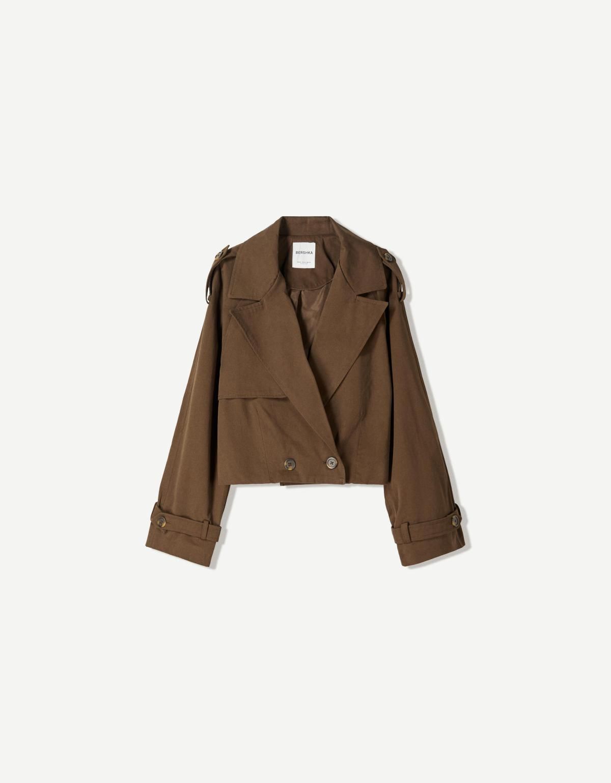 버쉬카 트렌디 크롭 트렌치 재킷 1421/085 BROWN - 상품 이미지