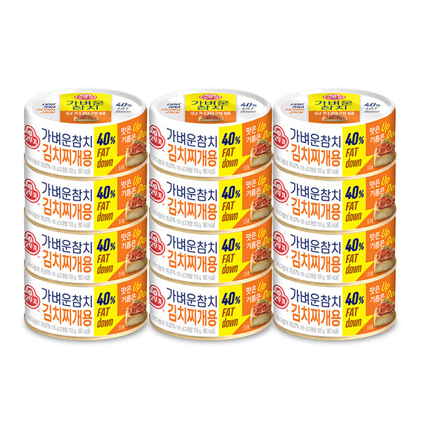 오뚜기 LIGHT&JOY 가벼운 참치 김치찌개용, 135g, 12개 - 상품 이미지
