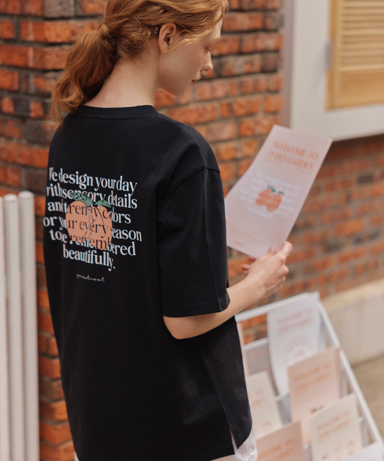 [N배송][제로스트릿][2컬러] 백 피치 반팔 티셔츠 BACK PEACH SHORT SLEEVE T-SHIRT