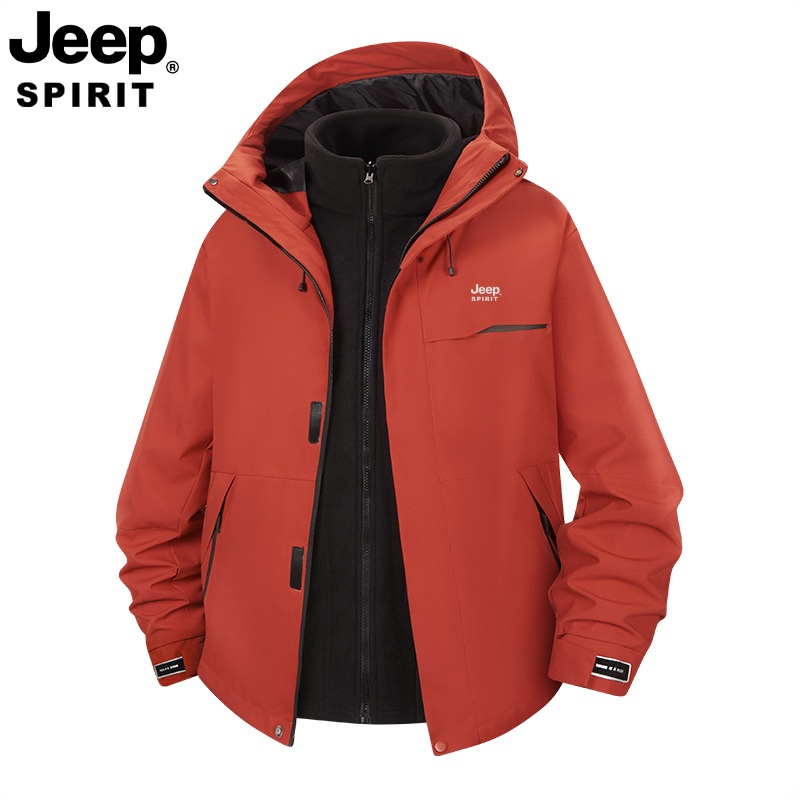 JEEP SPIRIT 남성 가을 겨울 아웃도어 바람막이 2피스 3-in-1 분리형 재킷 - 상세 이미지 5