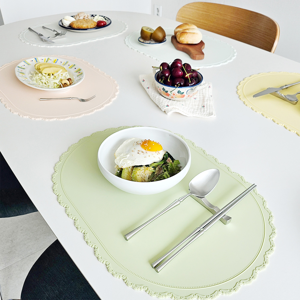 루오 식탁매트 레이스 실리콘 방수 테이블매트