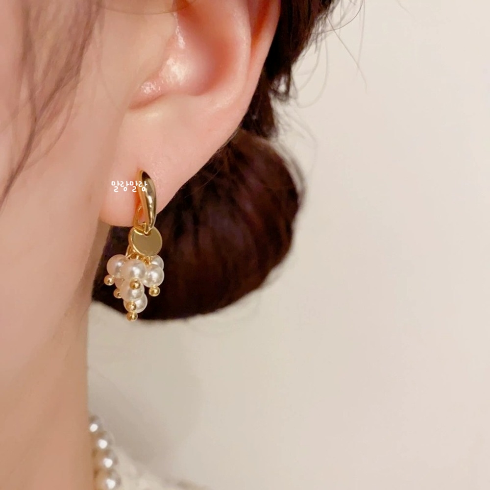 14K 골드 진주알 드롭귀걸이 단아한 달랑 방울 귀고리 - 상세 이미지 2