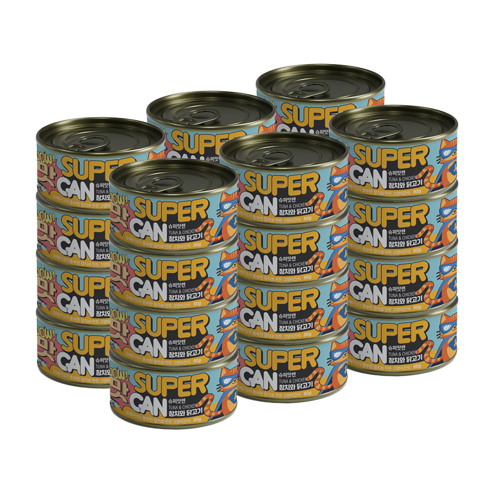 [1박스] 슈퍼맛캔 길고양이 습식간식캔 참치 닭고기, 80g, 24개 - 상품 이미지