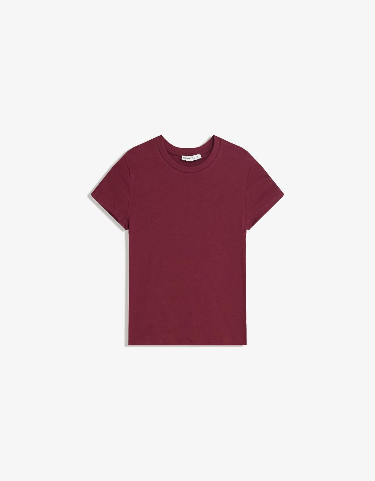 버쉬카 베이직 버건디 반팔 크루넥 티셔츠 2666/152 BURGUNDY - 상품 이미지